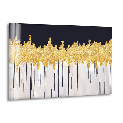 Black and Golden Abstract Glass Wall Art