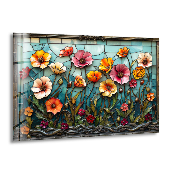 Stained Daisy Flower Glass Wall Art