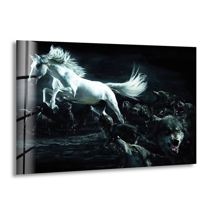 Wolf And Horse Glass Wall Art picture on glass wall art, photos printed on glass