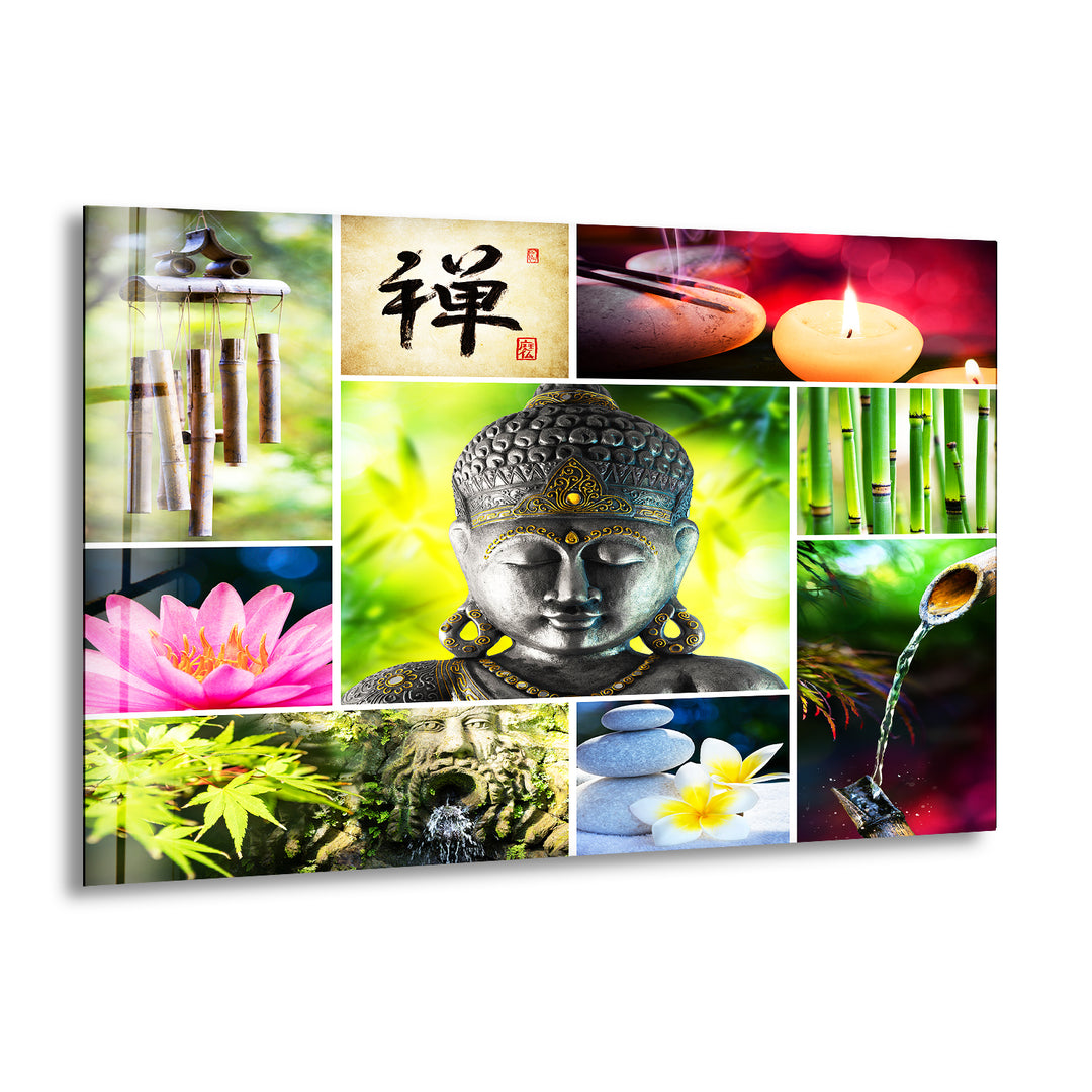 Buddha & Zen Spa Stones Wall Art on Glass Pieces