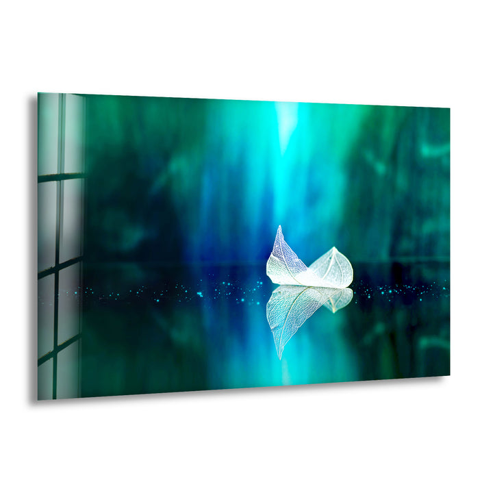 White Transparent Leaf Glass Wall Art glass wall decor, glass wall art decor