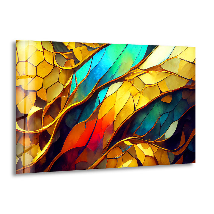 Gold Stained Glass Wall Art photo print on glass, prints on glass wall art