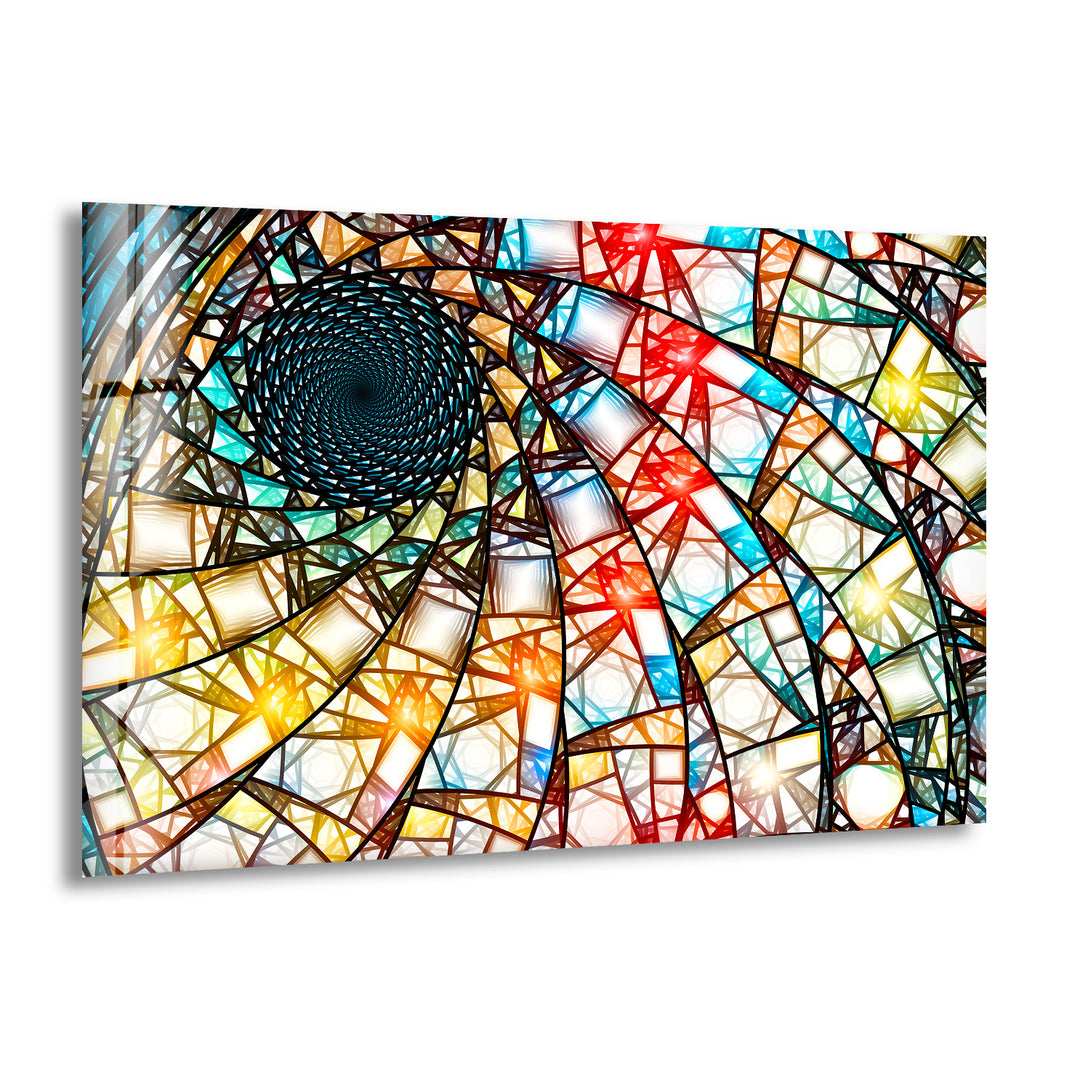 Stained Fractal Art Glass Wall Art photo print on glass, prints on glass wall art