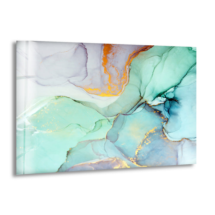 Green Alcohol ink Art Glass Wall Art