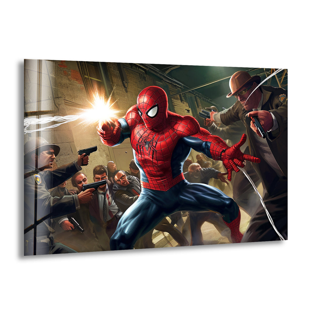 Spider Man Fighting Glass Wall Art art glass wall art, glass wall art pictures
