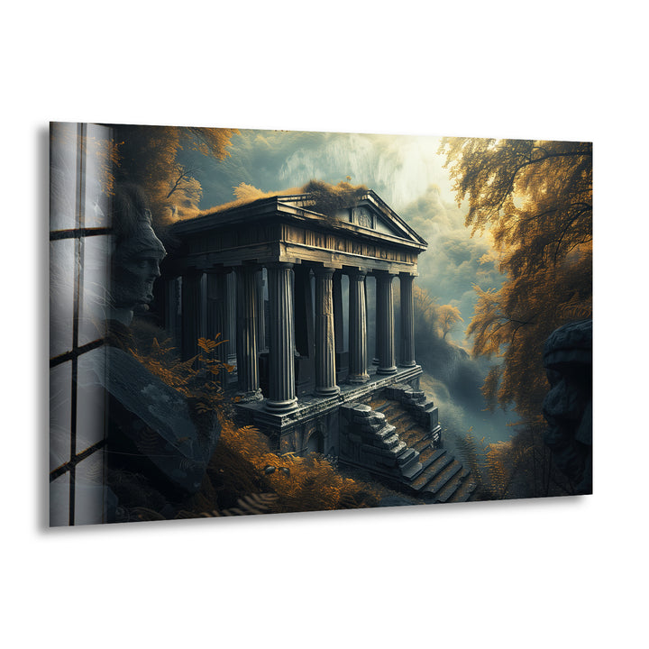 Olympus Temple Glass Wall Art glass art painting, glass art for the Wall
