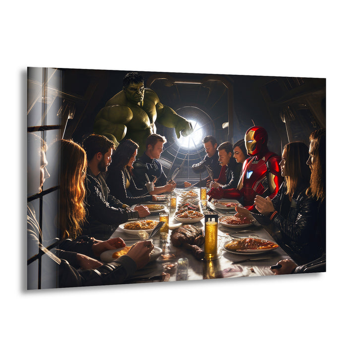 Marvel Avengers at Dinner Glass Wall Art glass wall decor, glass wall art decor
