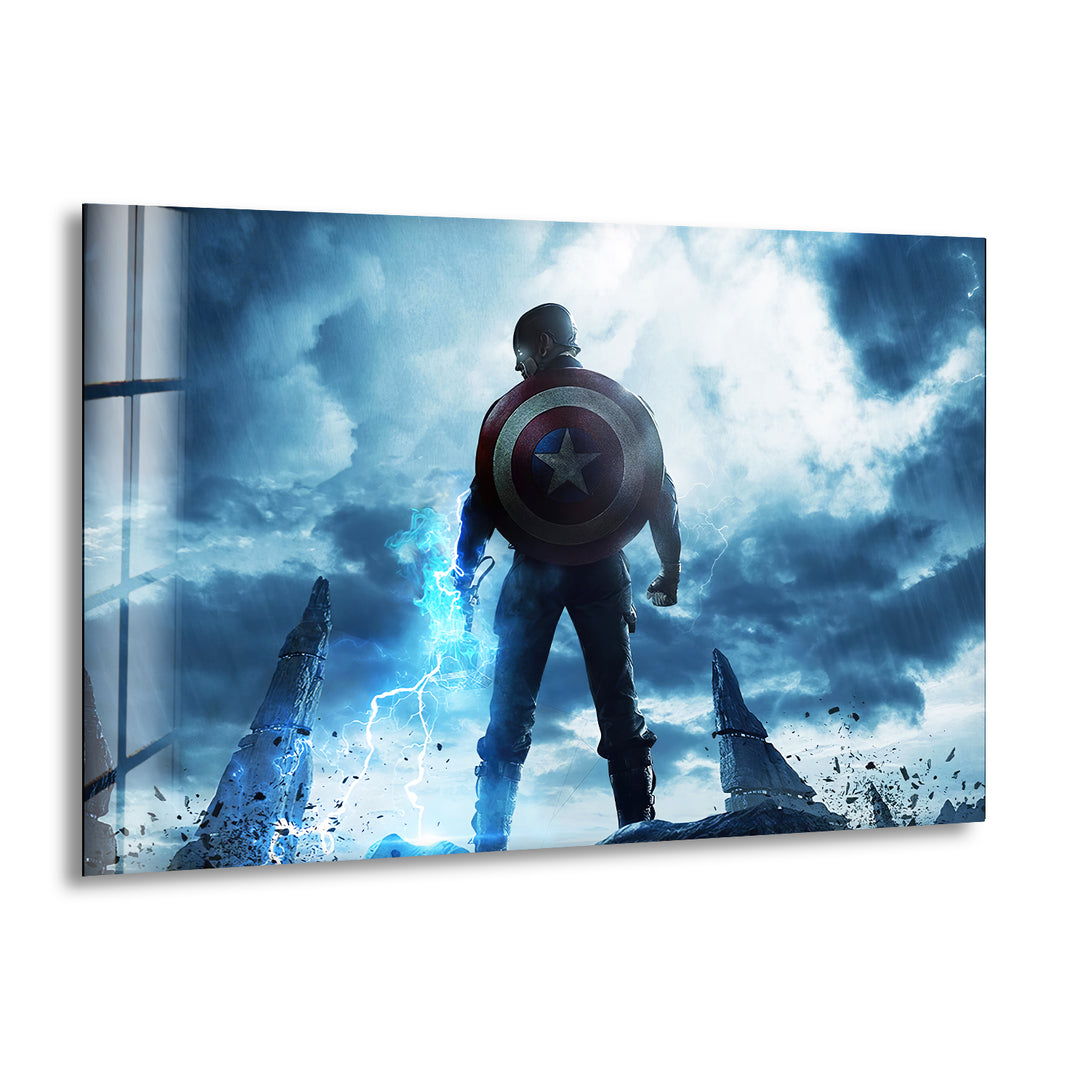 Captain America Marvel Glass Wall Art custom glass pictures, glass art prints
