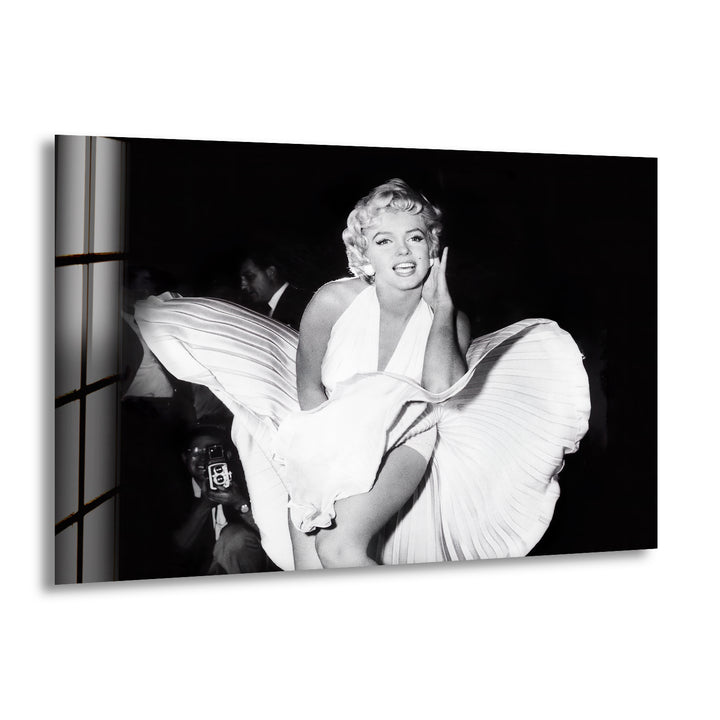 Marilyn Monroe White & Black Glass Wall Art glass art painting, glass art for the Wall
