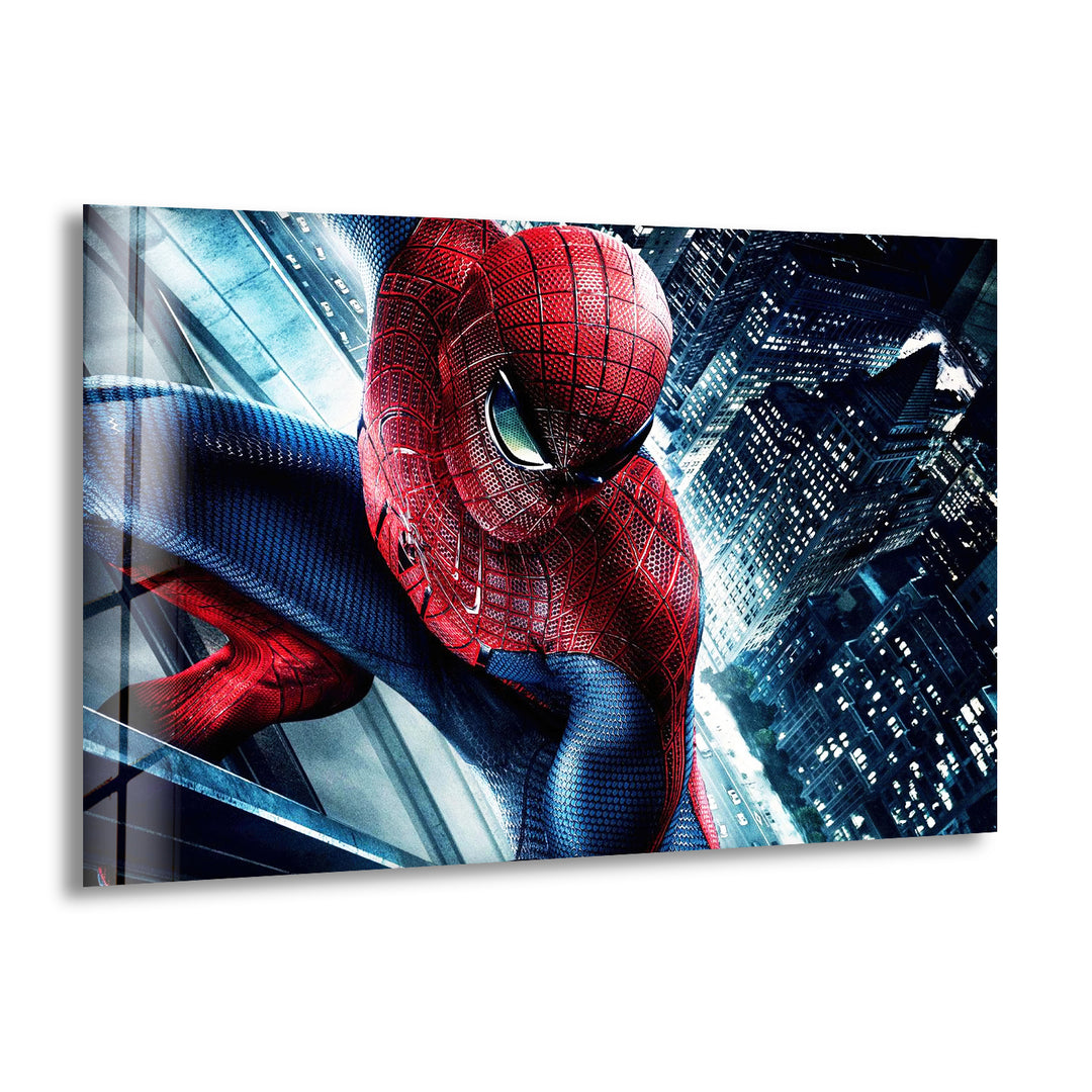 Spiderman City View Glass Wall Art glass pictures for Wall, glass prints wall art
