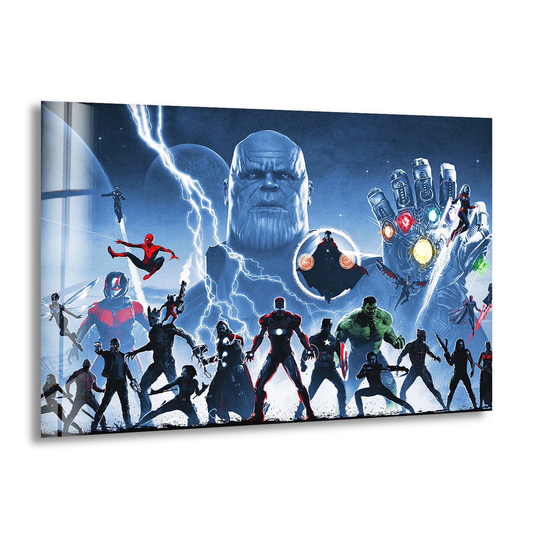 Marvel Avengers vs Thanos Glass Wall Art glass art painting, glass art for the Wall
