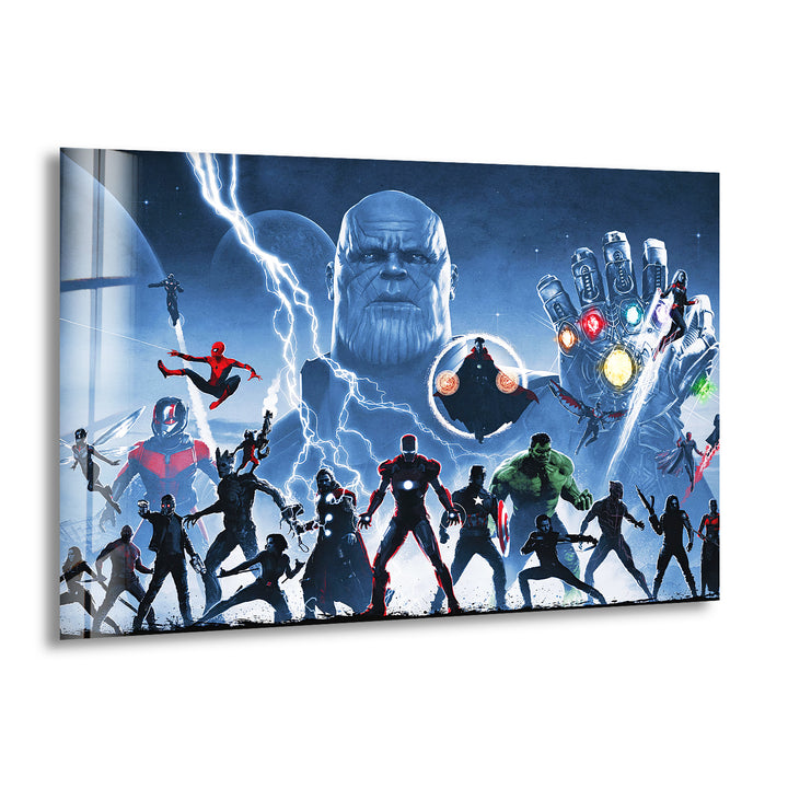 Marvel Avengers vs Thanos Glass Wall Art glass art painting, glass art for the Wall
