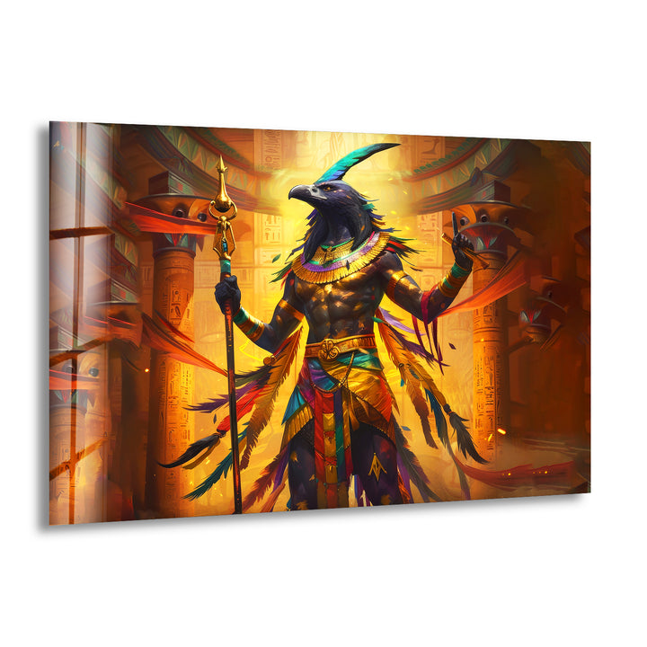 Egyptian God Amon Ray Tempered Glass Wall Art