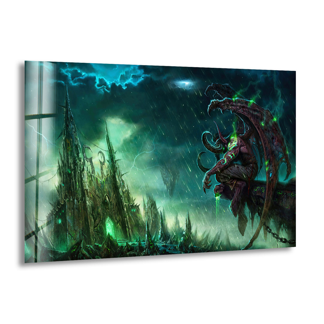 World of Warcraft Illidan Stormrage Glass Wall Art glass pictures for Wall, glass prints wall art
