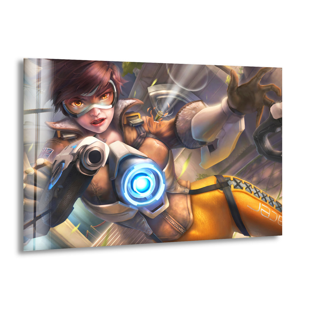 Tracer Overwatch 2 Glass Wall Art glass pictures for Wall, glass prints wall art
