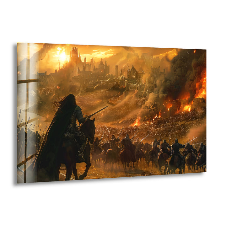 Mythic Battle Scene Glass Photo Prints for Walls