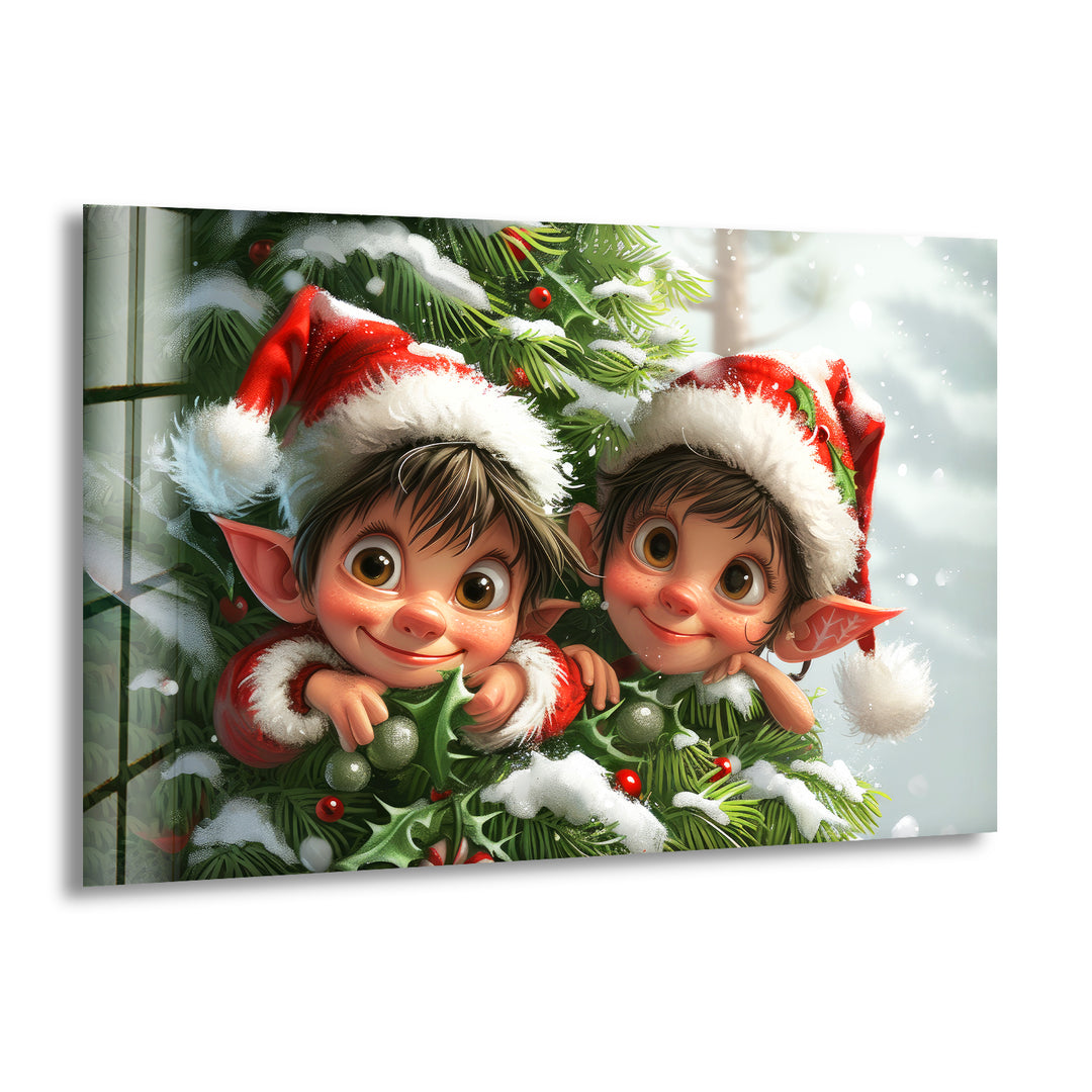 Noel Elf Christmas Glass Photos for Wall Decor