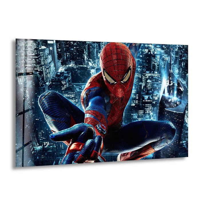 Spider Man & City Glass Wall Art stained glass wall art, stained glass wall decor
