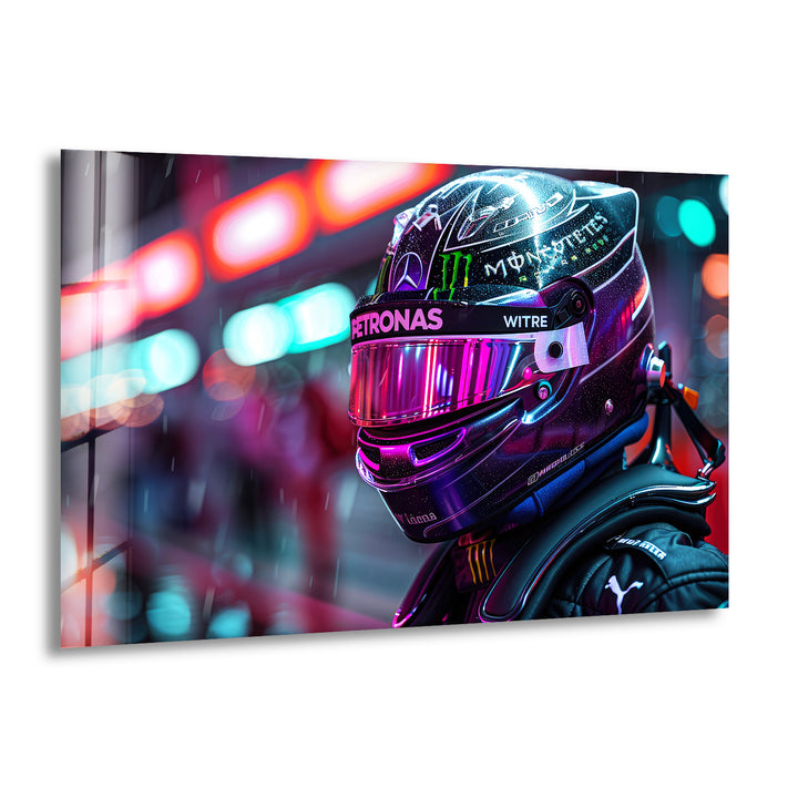 Motorcycle Rider Neon Glass Wall Art print picture on glass, Tempered Glass Wall Art
