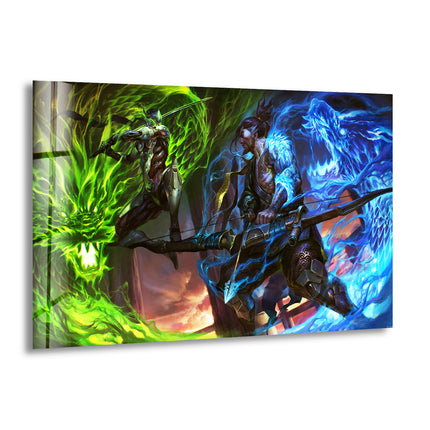 Overwatch Genji vs Hanzo Glass Wall Art glass wall decor, glass wall art decor
