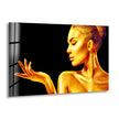 Gold Glitter Woman Glass Wall Art