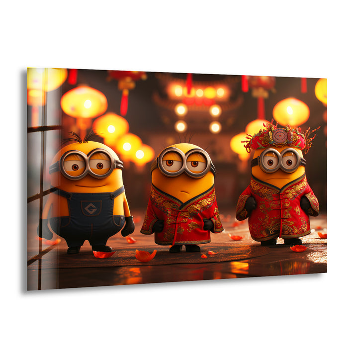 Chinese Fu Minion Glass Wall Art print picture on glass, Tempered Glass Wall Art
