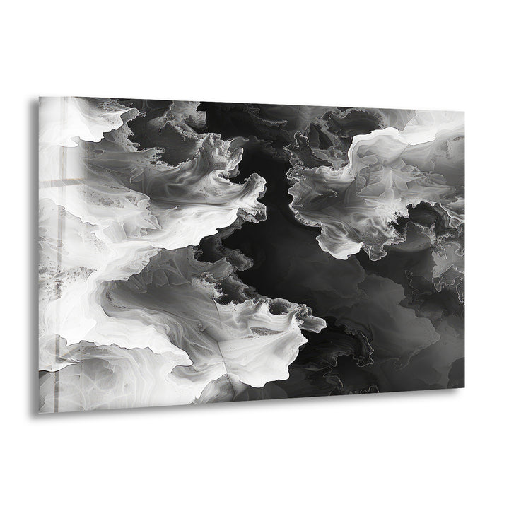 Black & White Abstract Wave Glass Wall Art print picture on glass, Tempered Glass Wall Art