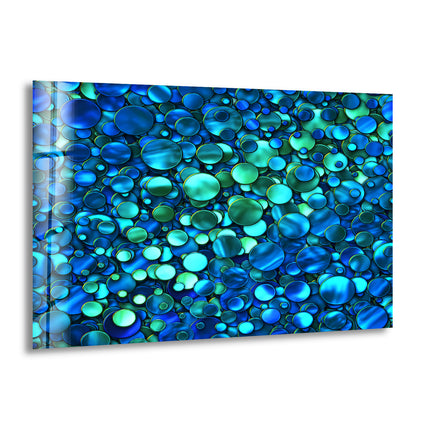 Abstract Blue Circles Glass Wall Art, glass picture prints, print on glass