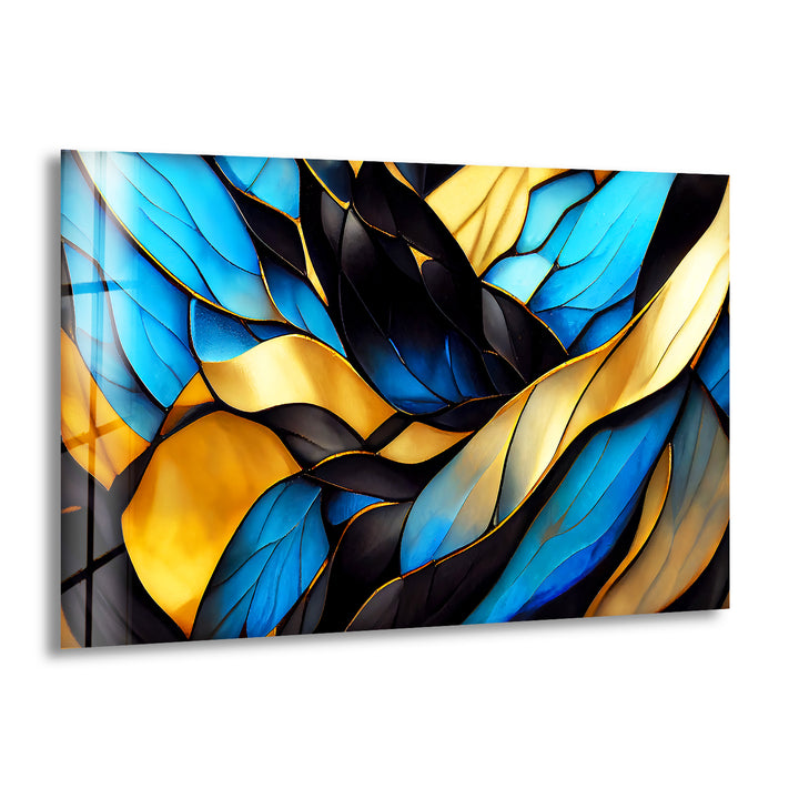 Blue Stained Waves Glass Wall Art , glass printing Wall art, tempered glass art