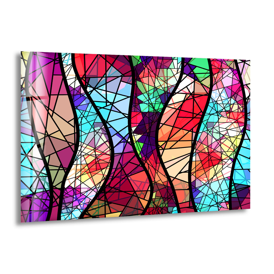 Stained Colorful Abstract Design Glass Wall Art print picture on glass, Tempered Glass Wall Art