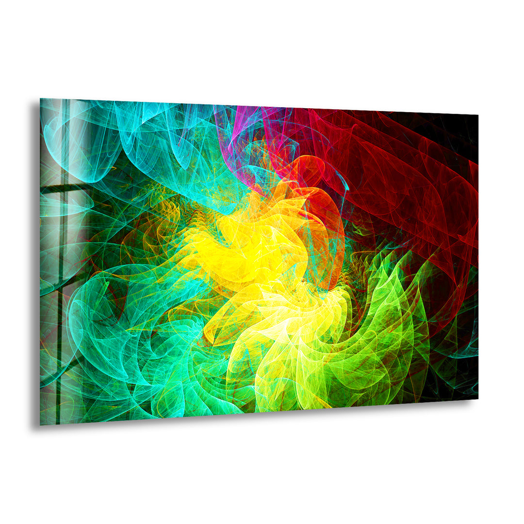 Colorful Fractal Abstract Glass Wall Art photo print on glass, prints on glass wall art