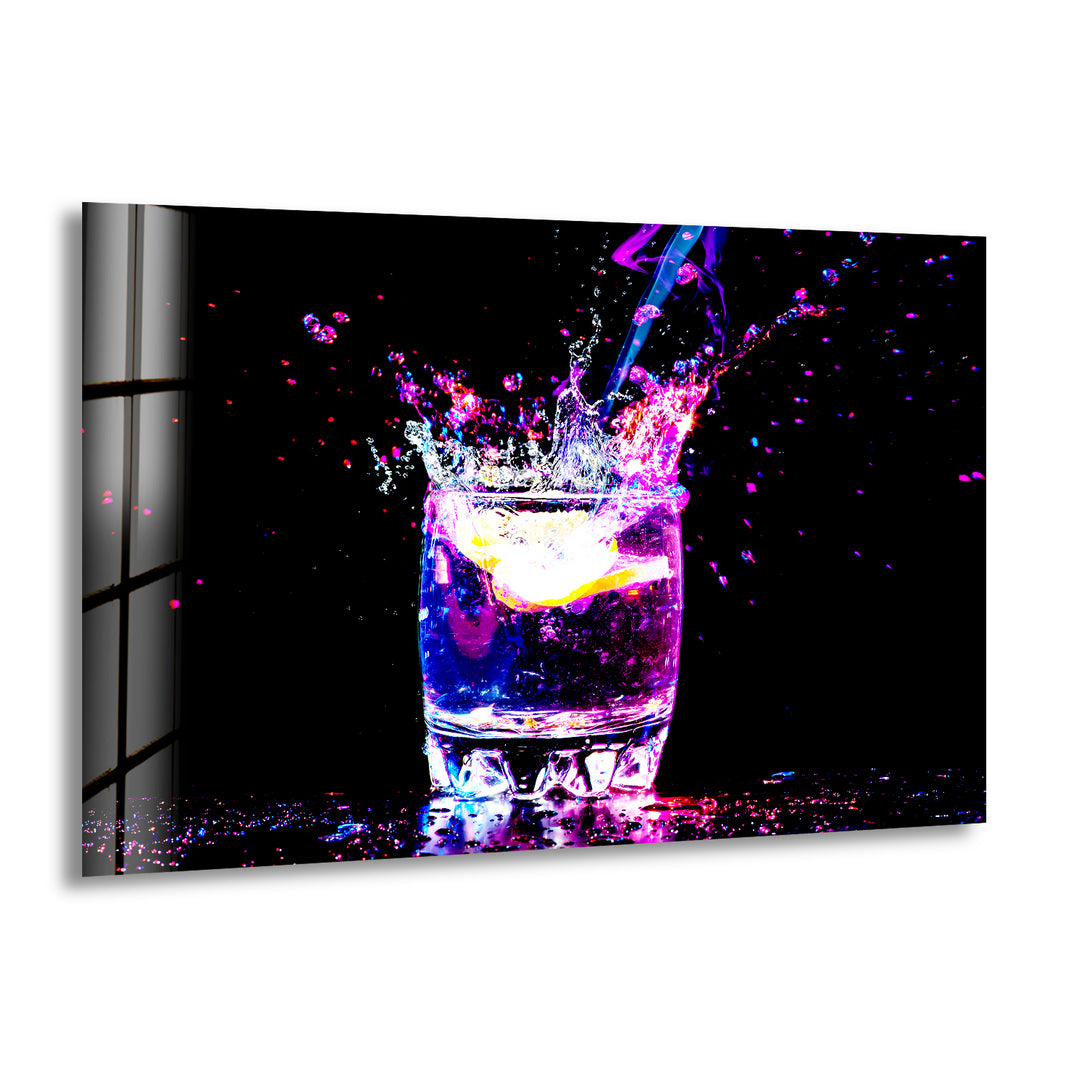 Cocktail Drink Glass Wall Art, print on glass, glass printed photos