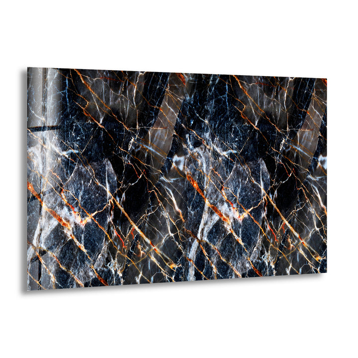 Black Abstract Marble Glass Wall Art print picture on glass, Tempered Glass Wall Art