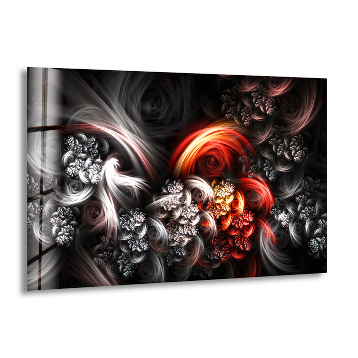 Black and Red Fractal Glass Wall Art , print on glass, glass printed photos