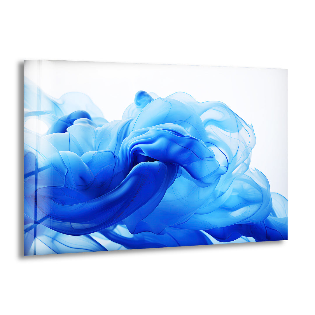 Abstract Blue Fractal Glass Wall Art print picture on glass, Tempered Glass Wall Art