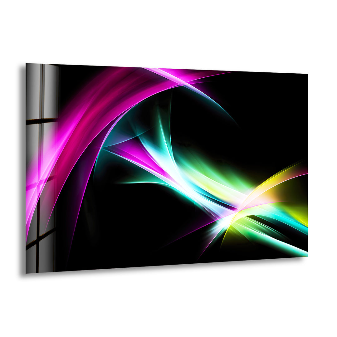 Colorful Art Light Fractal Waves Glass Wall Art