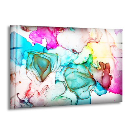 Alcohol Ink Blue Drops Glass Wall Art , print picture on glass,Tempered Glass Wall Art