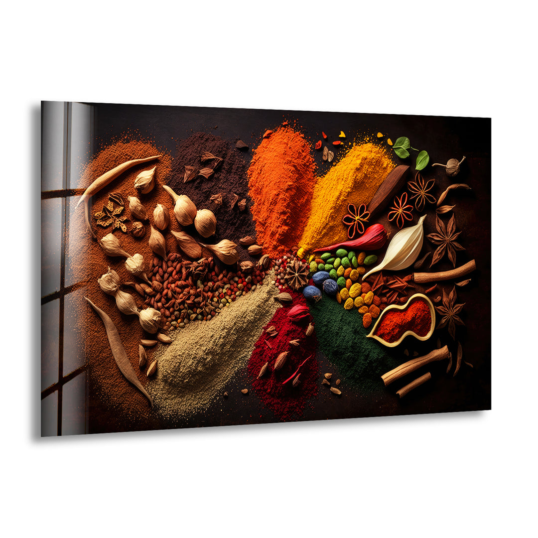 Dried Spices Glass Wall Art, print picture on glass,Tempered Glass Wall Art