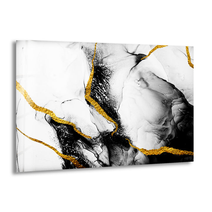 White & Black Marble Glass Wall Art print picture on glass, Tempered Glass Wall Art