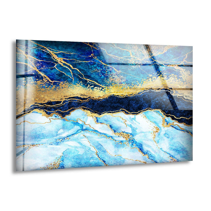 Turquoise Marble&Gold Veins Glass Wall Art, print on glass, glass printed photos