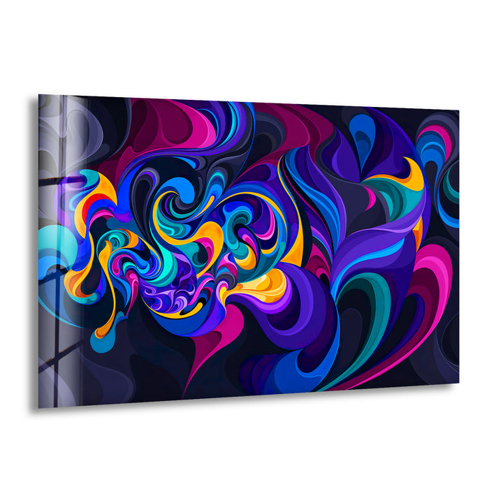 Colorful Ink Waves Glass Wall Art, glass printing Wall art, tempered glass art