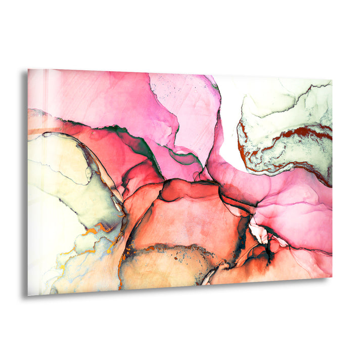 Beige Pink Abstract Glass Wall Art