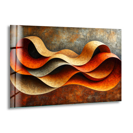 Abstract Orange Horizons Glass Wall Art print picture on glass, Tempered Glass Wall Art