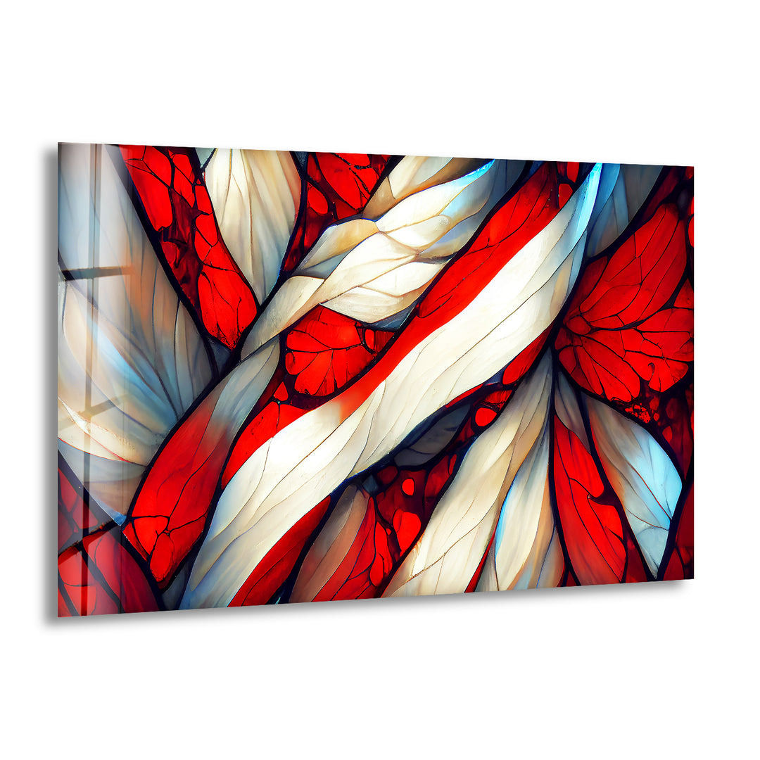 Stained Red Wave Glass Wall Art, print picture on glass,Tempered Glass Wall Art