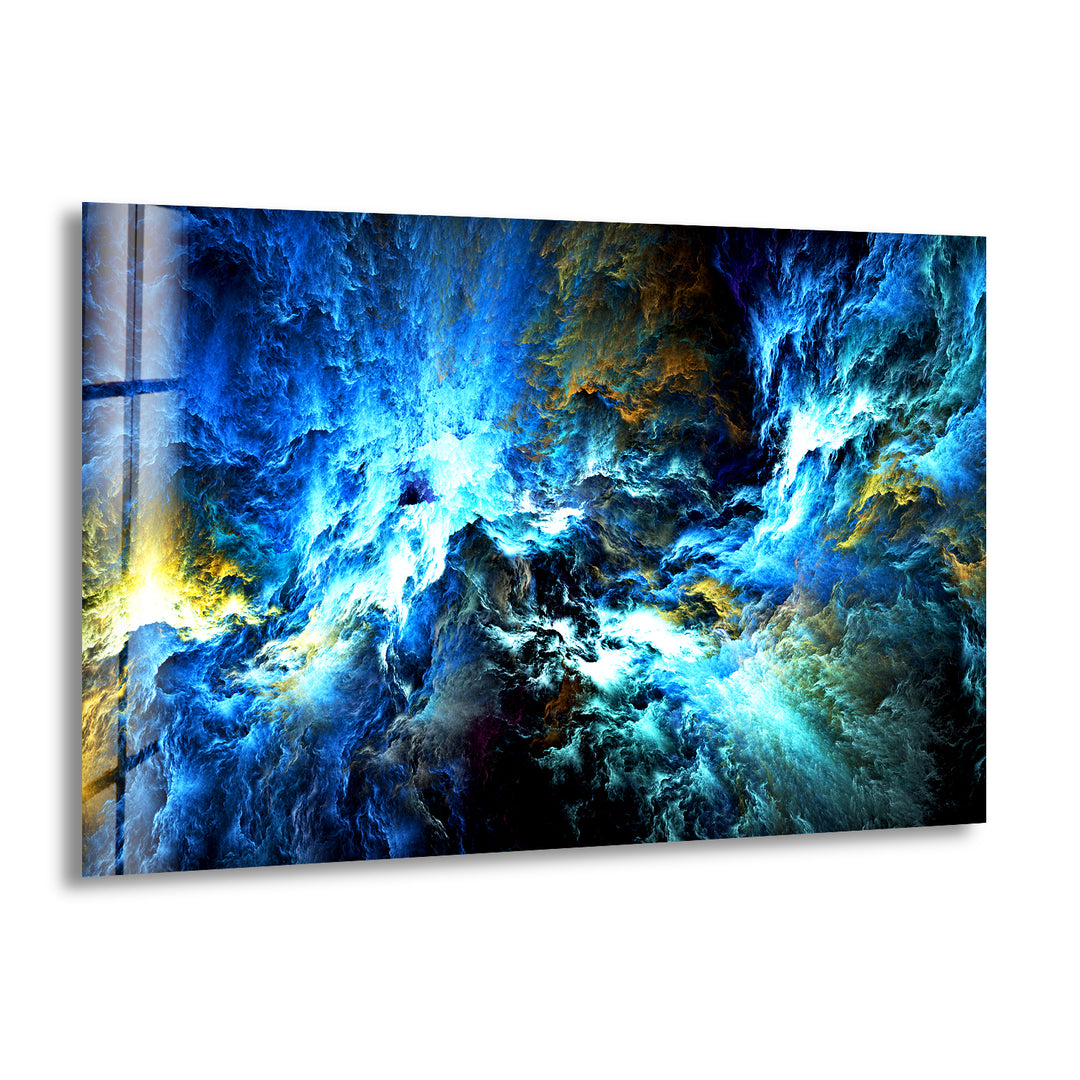 Cosmic Storm Abstract Glass Wall Art print picture on glass, Tempered Glass Wall Art