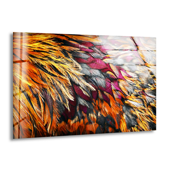 Bright Brown Feather Glass Wall Art