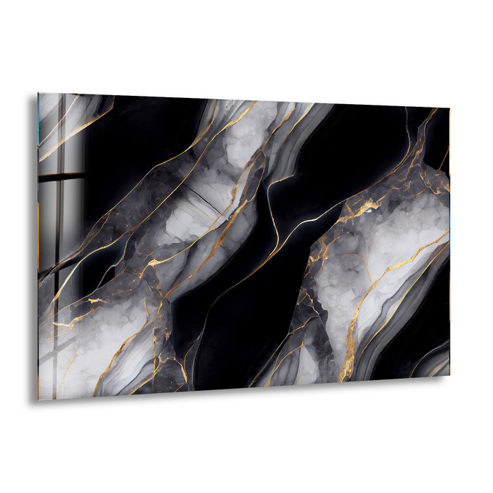 Gold and Black Onyx Abstract Glass Wall Art , glass printing Wall art, tempered glass art