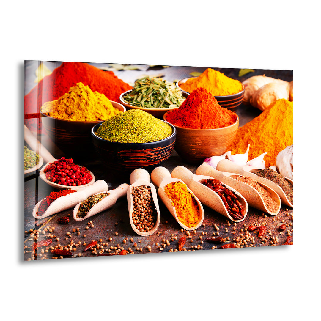 Vivid Spices Glass Wall Art, print on glass, glass printed photos