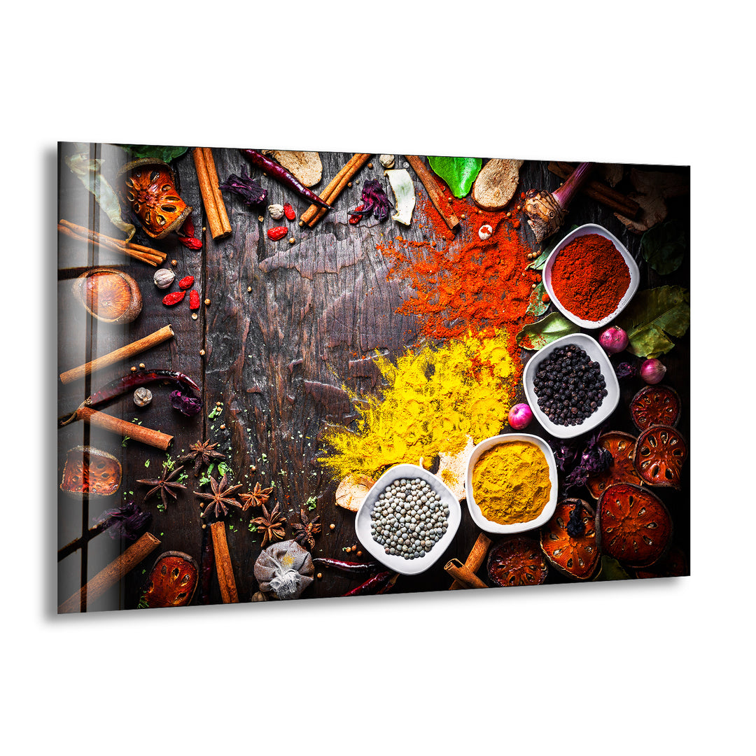 Mixed Spices Glass Wall Art, print picture on glass, Tempered Glass Wall Art