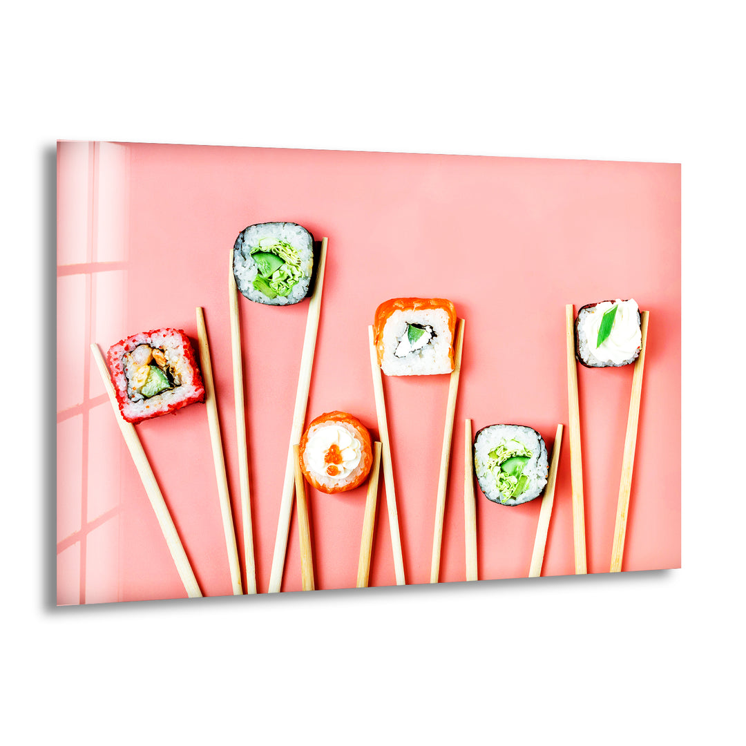 Japanese Sushi Glass Wall Art, print picture on glass, Tempered Glass Wall Art